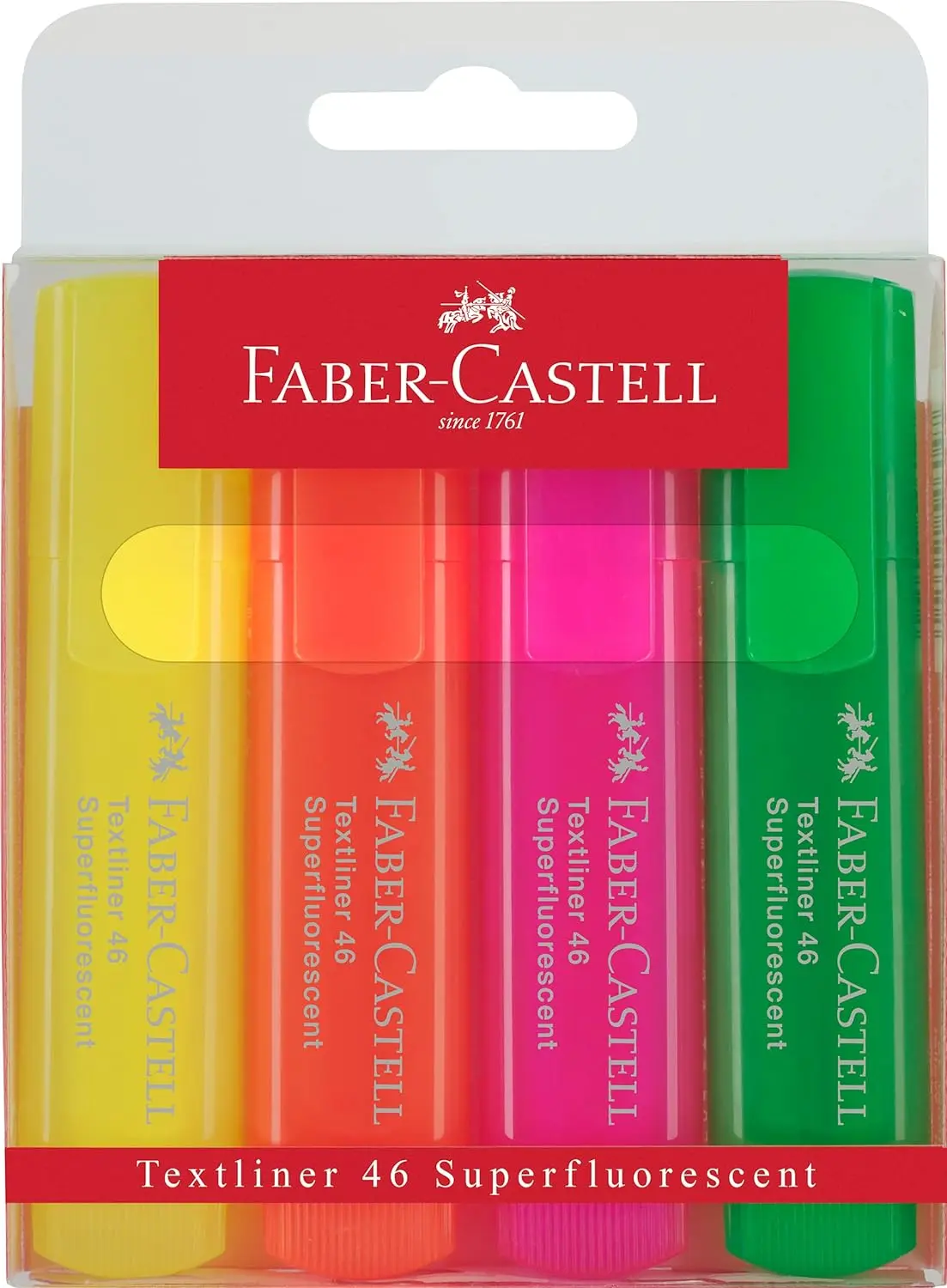 Faber-Castell Textliner 46 Superfluorescente Pack de 4 Marcadores Fluorescentes - Punta Biselada - T