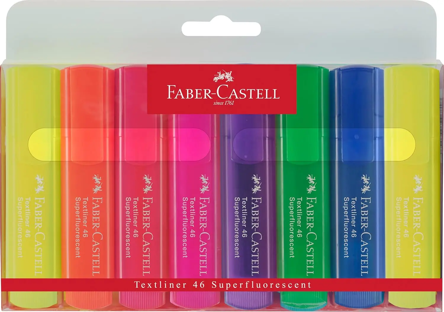 Faber-Castell Textliner 46 Superfluorescente Pack de 8 Marcadores Fluorescentes - Punta Biselada - T
