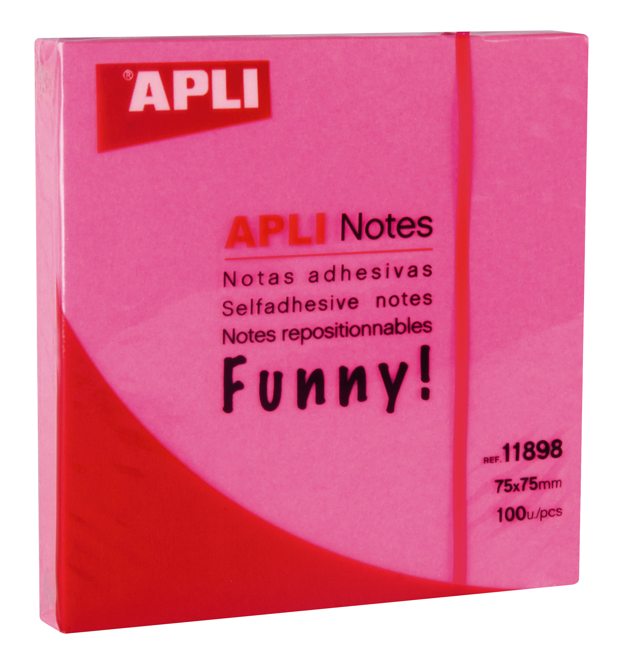 Apli Notas Adhesivas Funny 75x75mm - Bloc de 100 Hojas - Adhesivo de Calidad - Facil de Despegar - R