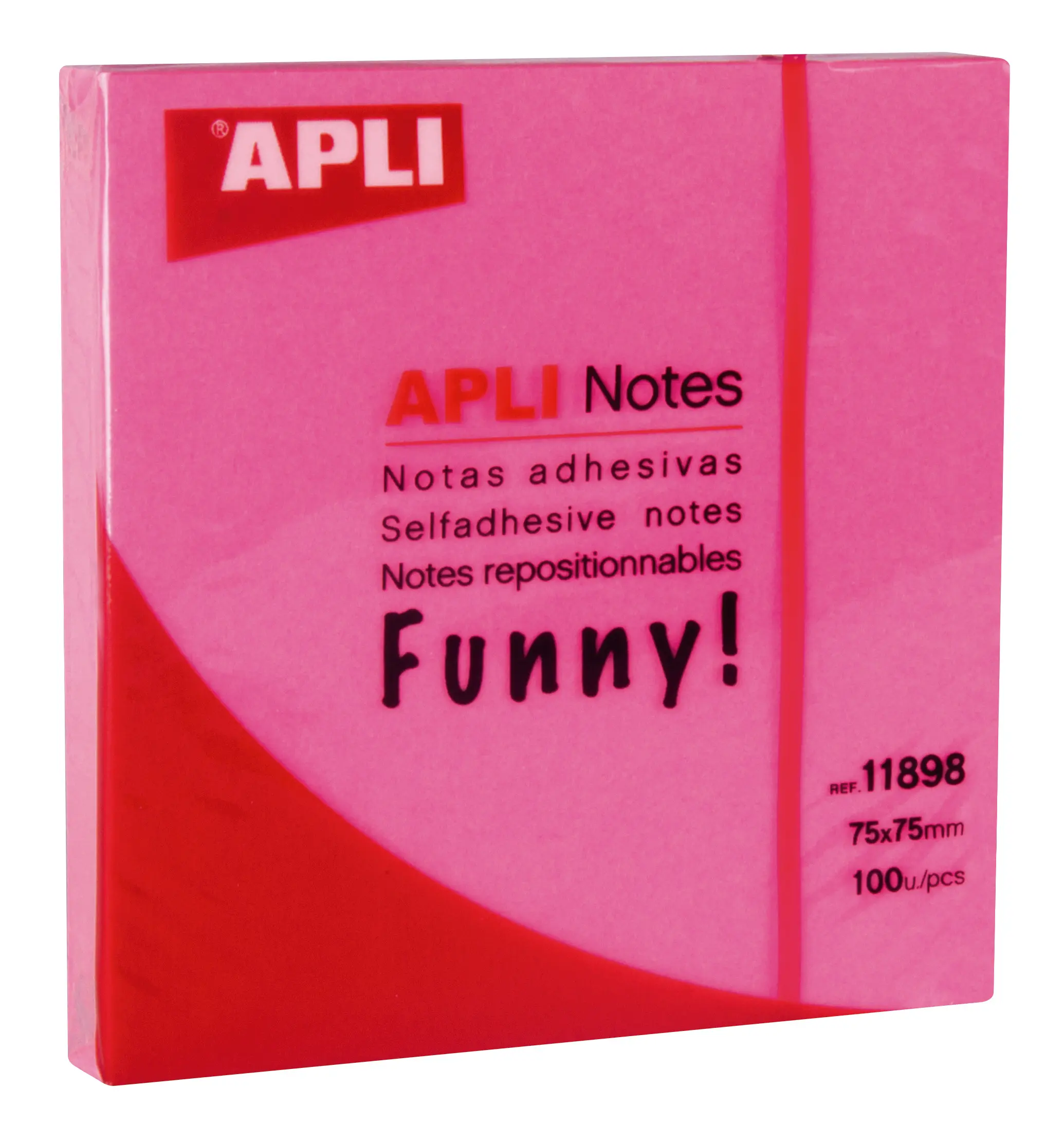 Apli Notas Adhesivas Funny 75x75mm - Bloc de 100 Hojas - Adhesivo de Calidad - Facil de Despegar - R