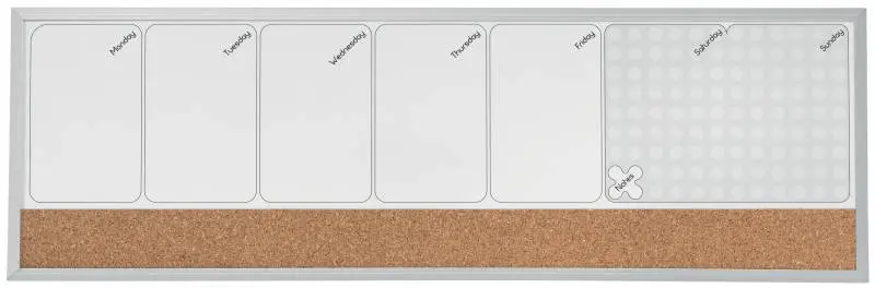 Nobo Planificador Semanal de Pizarra Magnetica Peque�a 585x190mm - Tira de Corcho - Almohadillas Adh