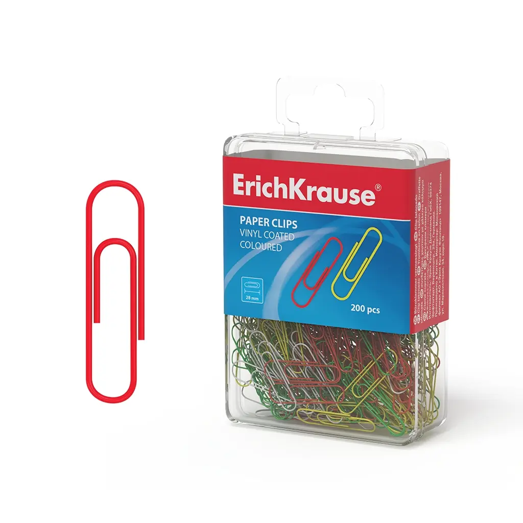 Erichkrause Clips de Colores con Recubrimiento de Plastico - Alambre de Acero de Alta Calidad - Resi