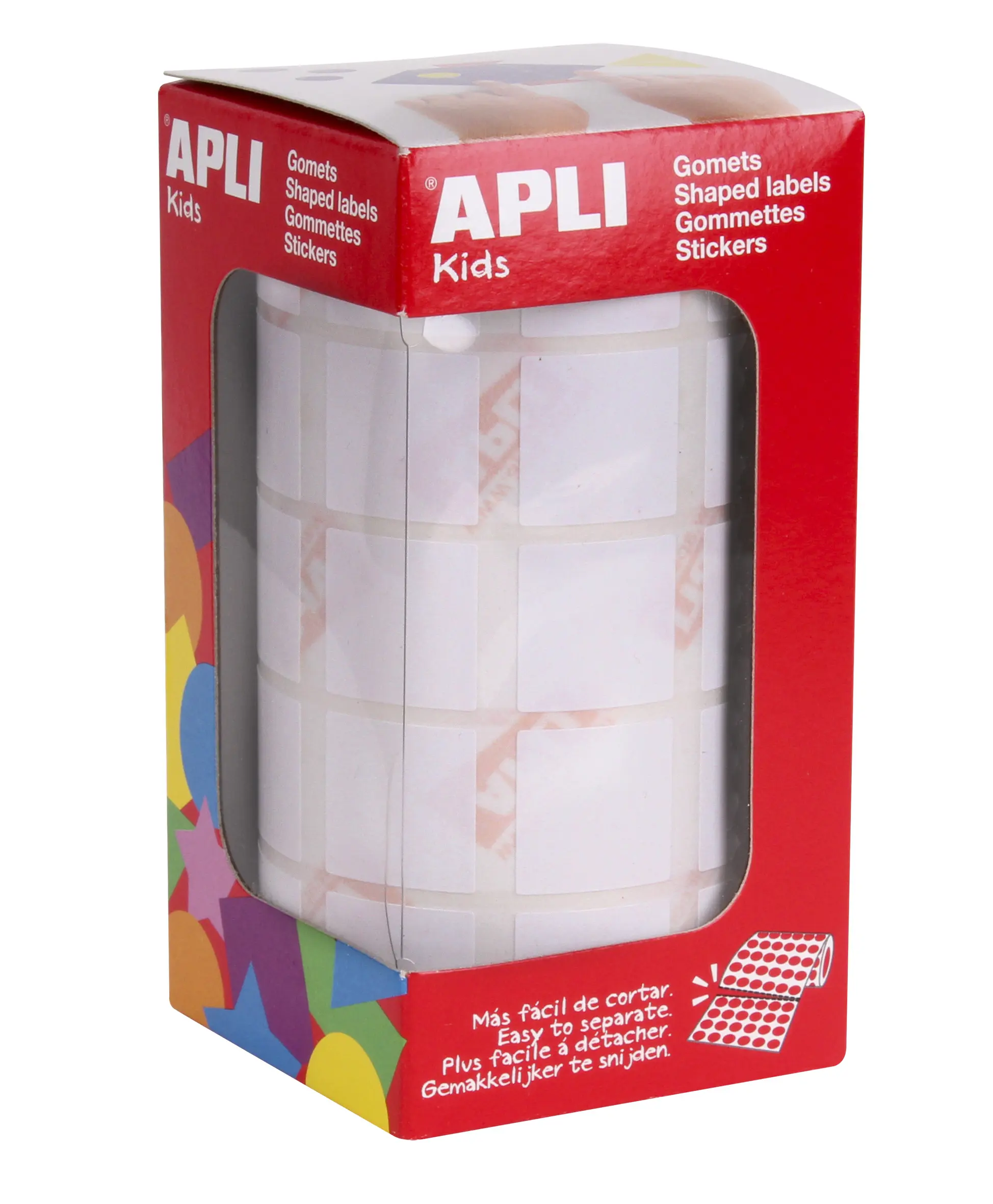 Apli Gomets Cuadrados Blancos - 20x20mm - 59 Hojas Pretroqueladas - 1770 Gomets por Rollo - Ideal pa