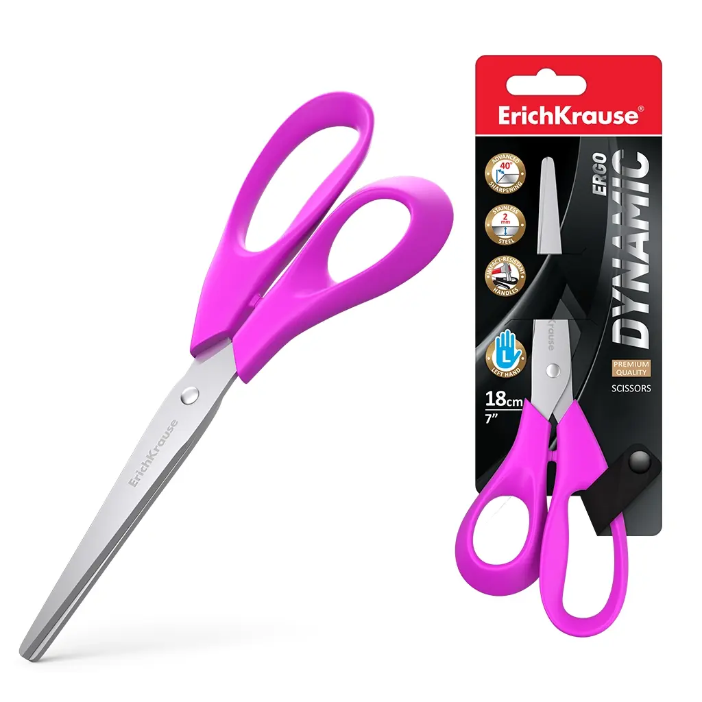 Erichkrause Dynamic - Tijeras para Zurdos de 18cm - Cuchillas de Acero Inoxidable - Afilado Doble Av