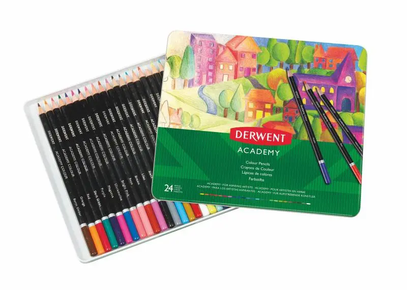 Derwent Academy Pack de 24 Lapices de Colores de Gran Calidad - Transferencia de Color Perfecta - Cu