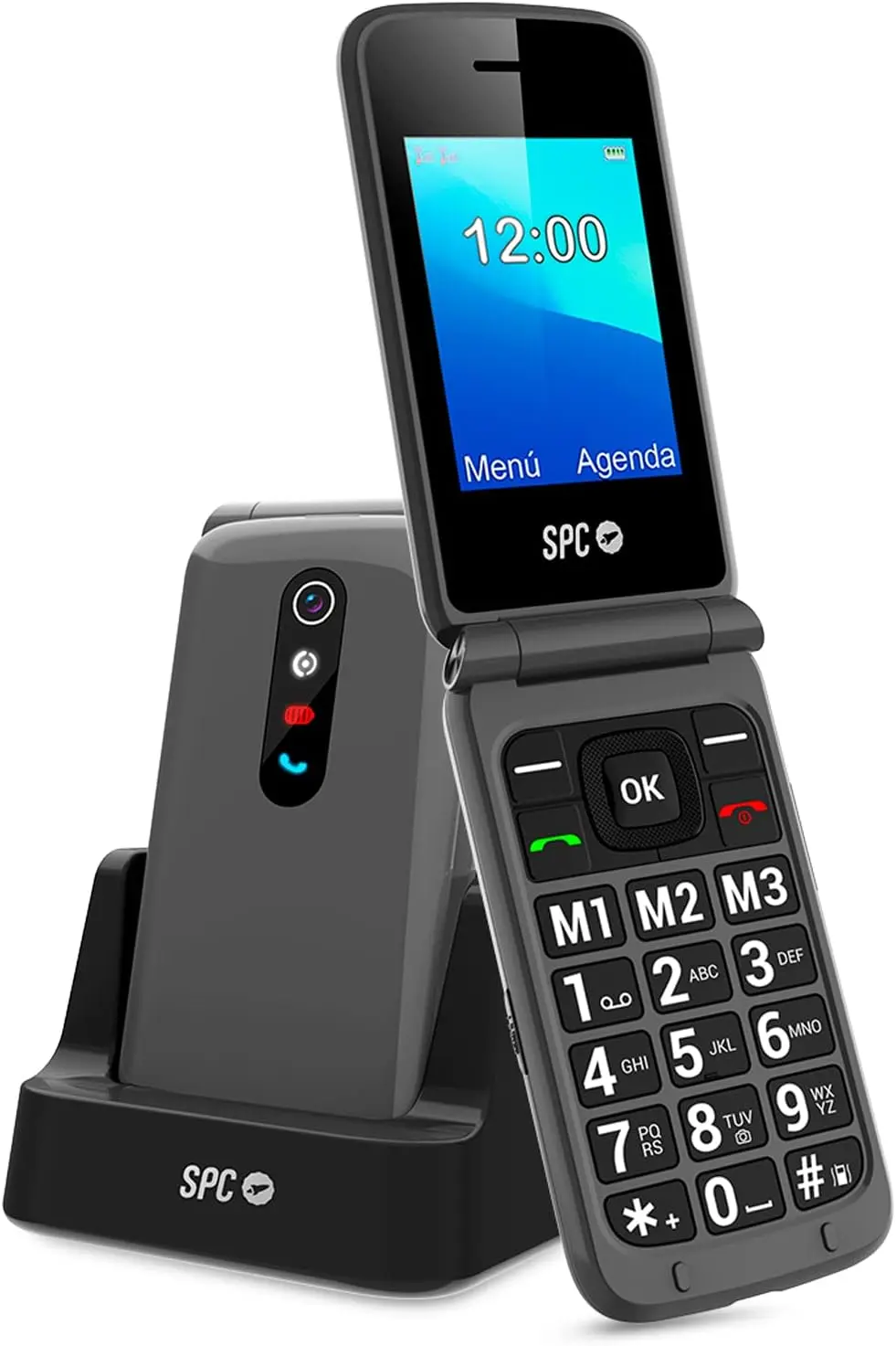 SPC Telefono Movil Boton SOS - de Tapa para Personas Mayores - Boton de Emergencias - Botones y Tecl