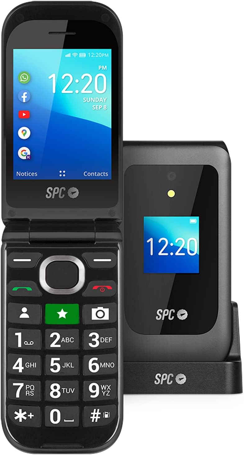 SPC Jasper Telefono Movil para Mayores 2 4G - Doble Pantalla - Compatible con Audifonos - Boton SOS 