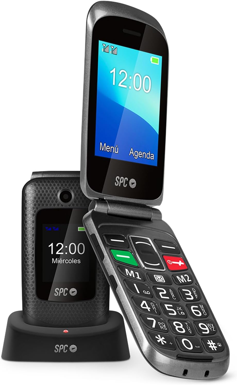 SPC Magnus Telefono Movil - Diseo de Concha - Teclas Grandes - Boton SOS - Base de Carga USB-C - Vo