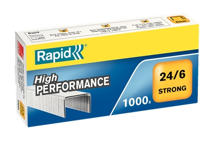 Rapid Strong Caja de 1000 Grapas 24/6 - Hasta 30 Hojas - Alambre Reforzado Galvanizado - Patilla de 