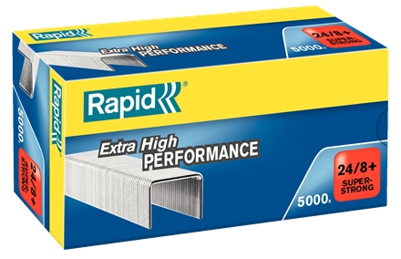 Rapid Super Strong Caja de 5000 Grapas 24/8+ - Hasta 50 Hojas - Alambre Galvanizado Superreforzado -
