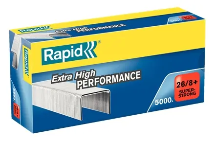 Rapid Super Strong Caja de 5000 Grapas 26/8+ - Hasta 50 Hojas - Alambre Galvanizado Superreforzado -