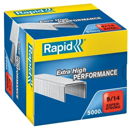 Rapid Super Strong Caja de 5000 Grapas 9/14 - De 80 a 110 Hojas - Alambre Galvanizado Superreforzado