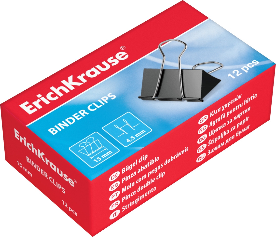 Erichkrause Pinzas para Papeles - 15mm - Alta Resistencia - Color Metalico