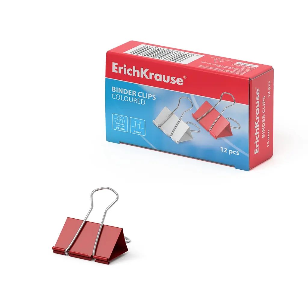 Erichkrause Pinzas para Papeles de Colores - 19mm - Resistencia Mejorada - Capacidad Hasta 70 Hojas 