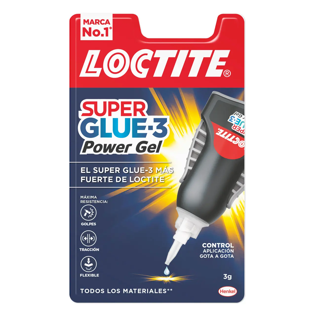 Loctite Superglue-3 Control Power Gel 3gr - Adhesivo Instantaneo Flexible y Extrafuerte - Resistente