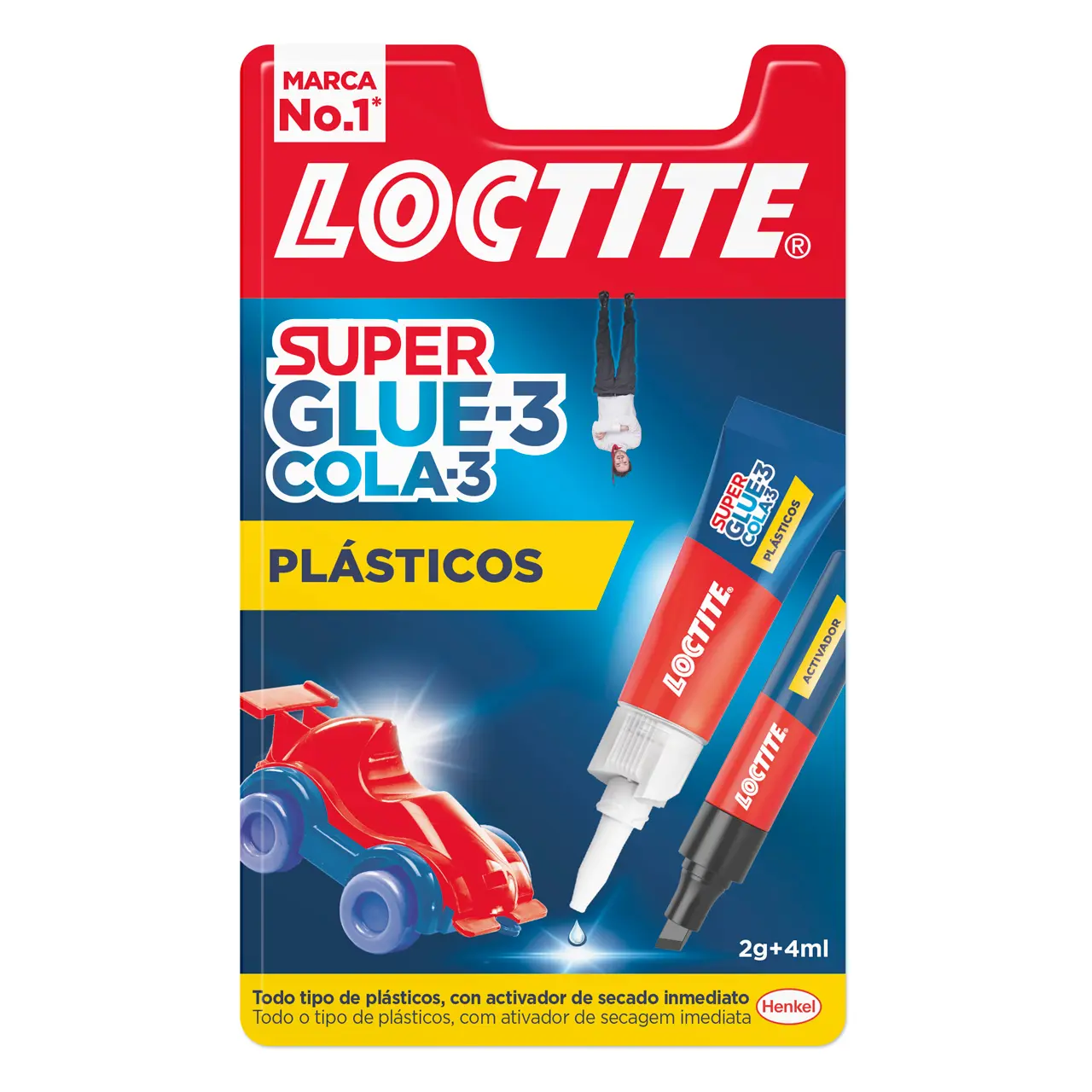Loctite Superglue-3 Plasticos Dificiles Pegamento 2gr + Activador 4ml - Pegamento Transparente y Liq