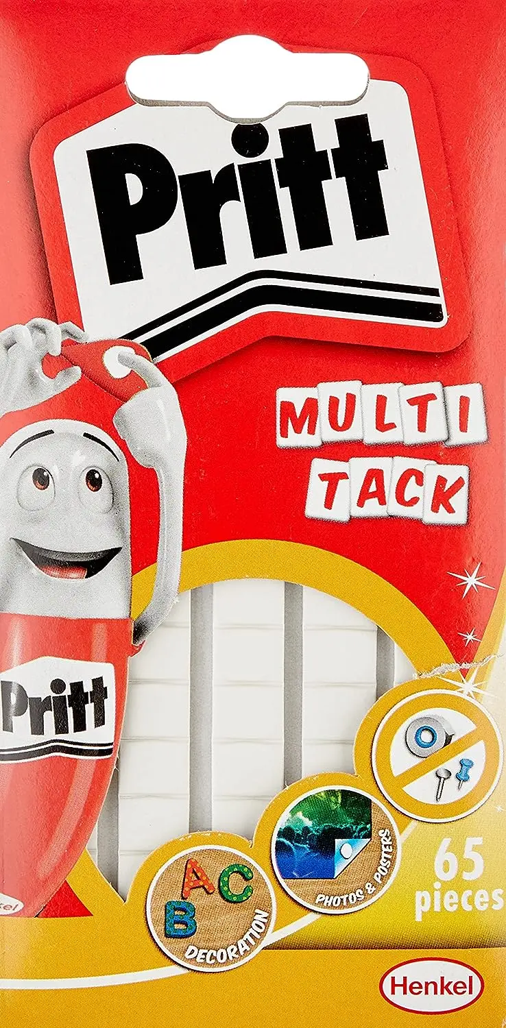 Pritt Multitack Pack de 65 Piezas de Masilla Adhesiva Blanca - Fuertes, Limpias y Removibles