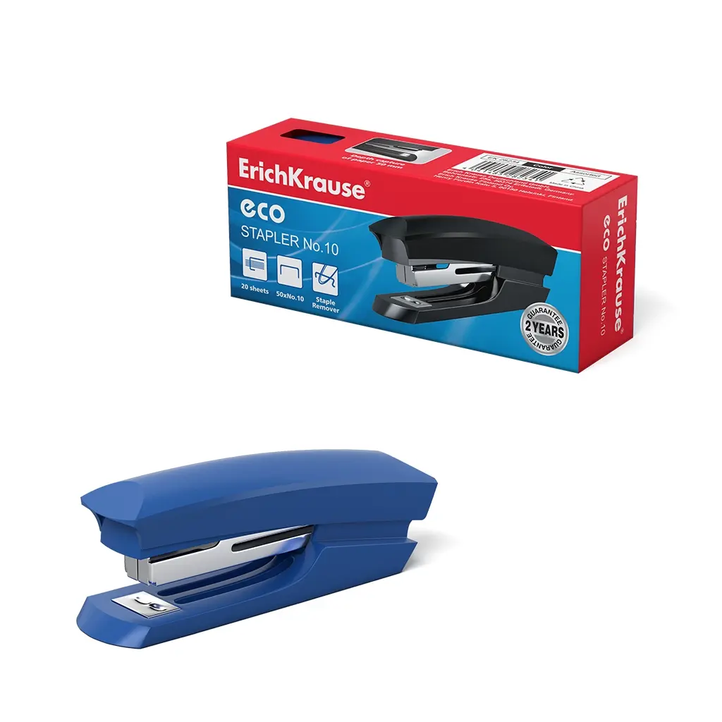 Erichkrause Grapadora ?10 Eco - Hasta 20 Hojas - Plastico Resistente - Mecanismo de Acero - Color Va