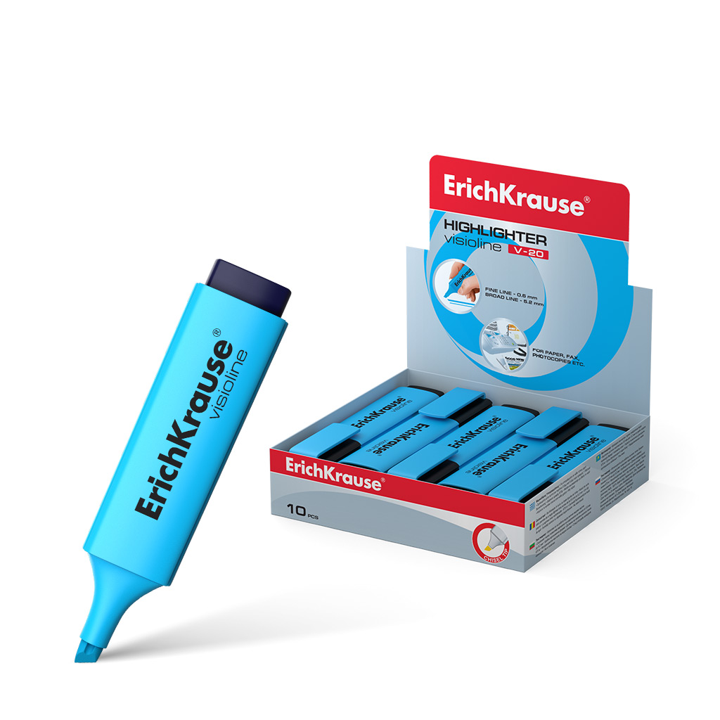 Erichkrause Visioline V-20 - Marcador de Texto - Punta Biselada - Tinta Fluorescente a Base de Agua 