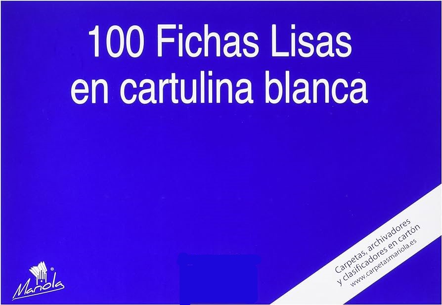 Mariola Pack de 100 Fichas Lisas N�4 para Fichero - Medidas 200x120mm - Color Blanco