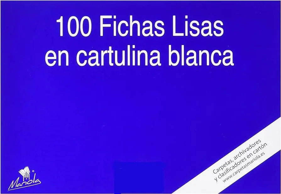 Mariola Pack de 100 Fichas Lisas N�5 para Fichero - Medidas 215x160mm - Color Blanco