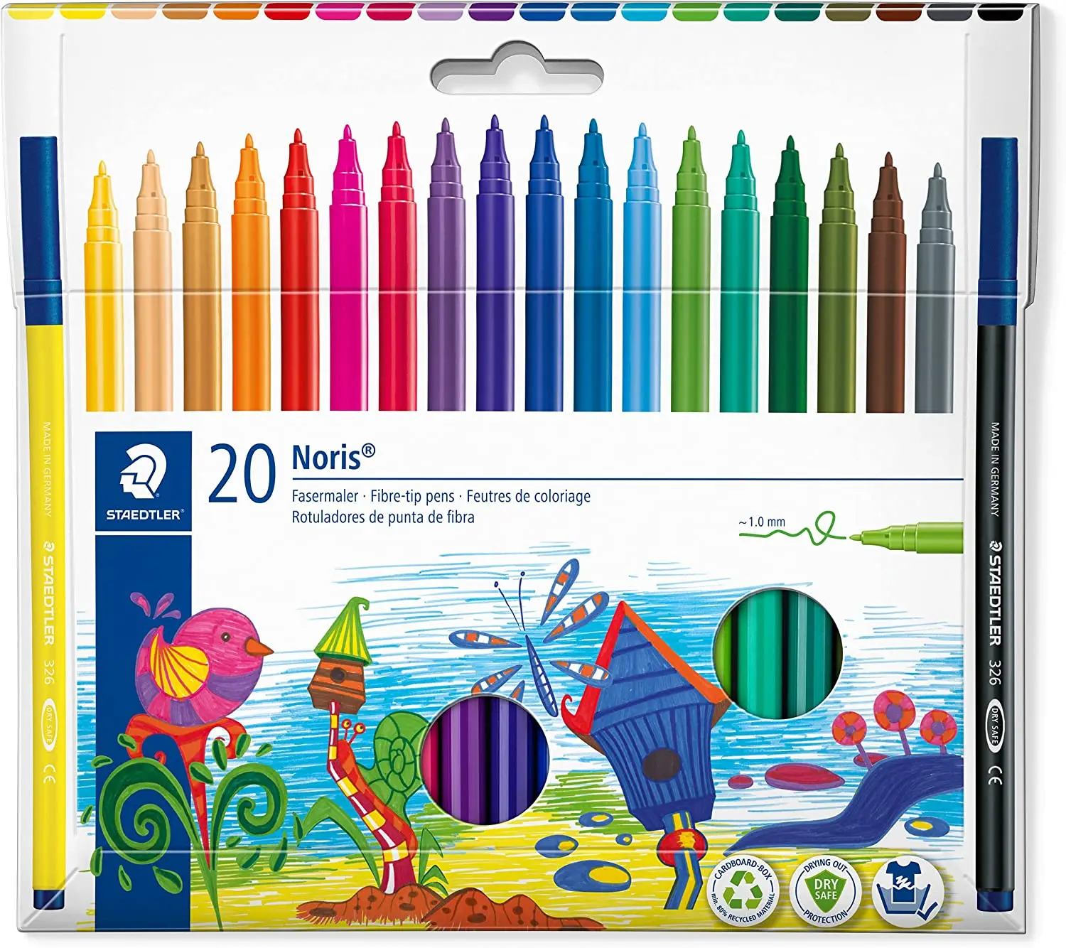 Staedtler 326 Pack de 20 Rotuladores Punta de Fibra - Trazo 1.0mm Aprox - Resistente a la Presion - 
