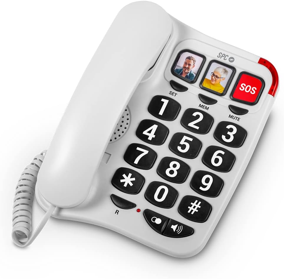 SPC Telefono Fijo para Personas Mayores - Teclas XXL - Llamadas con una Sola Pulsacion - Volumen de 