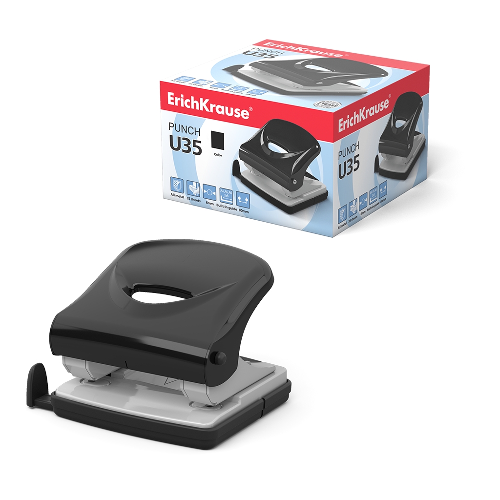 Erichkrause U35 Perforadora - Perfora Hasta 35 Hojas - Cuerpo y Mecanismo de Acero - Garantia de 2 A