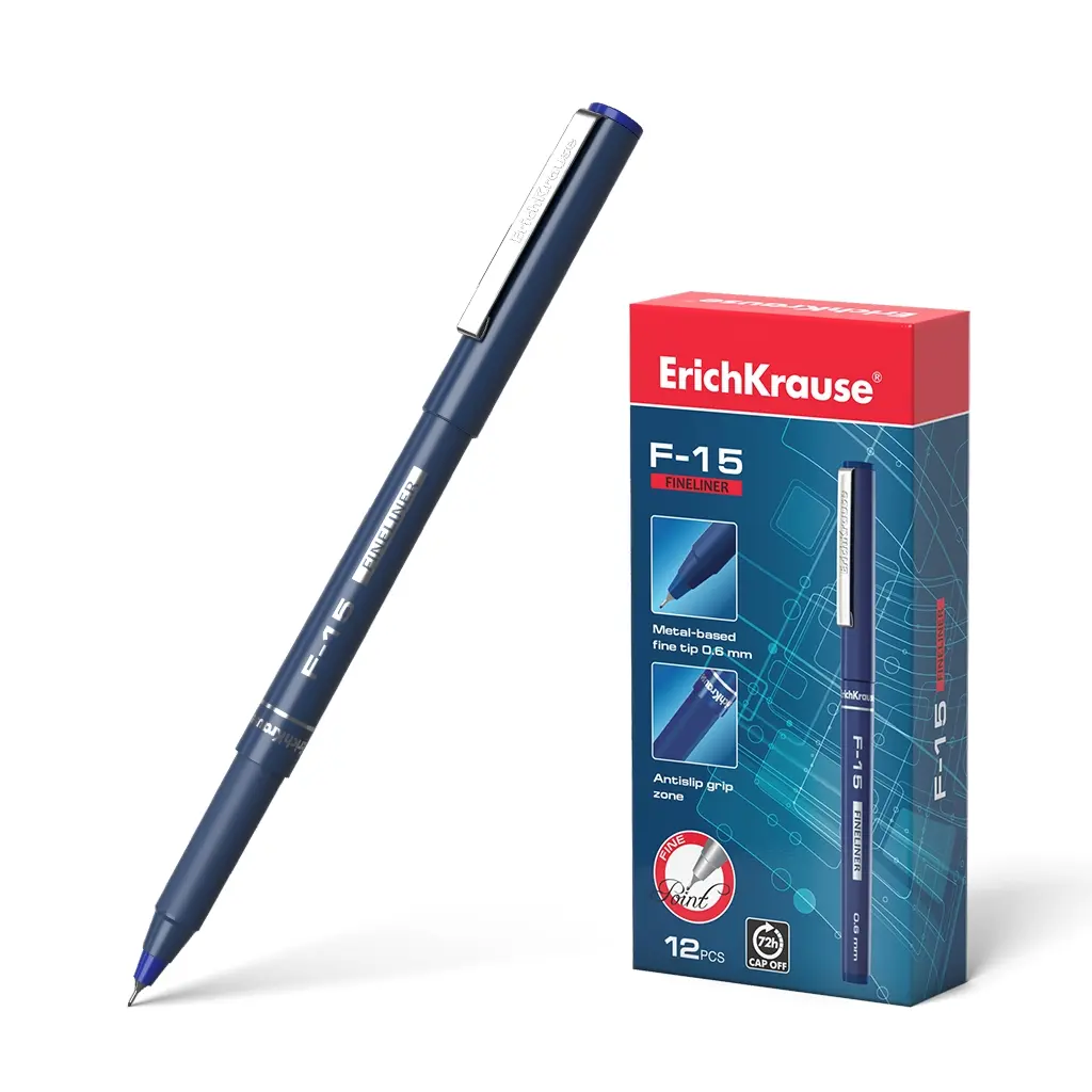 Erichkrause Boligrafo F-15 de Trazo Fino - Clip Metalico - Conviene para Cualquier Tipo de Papel - C
