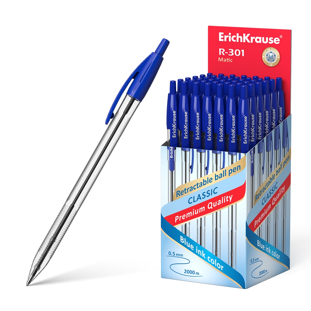Erichkrause Boligrafo Automatico R-301 Classic Matic 10 - Punta Estandar de 10mm - Tinta de Secado R