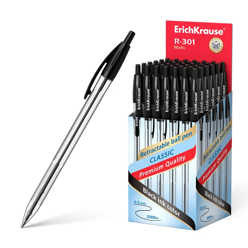 Erichkrause Boligrafo Automatico R-301 Classic Matic 1.0 - Punta de 1.0mm - Tinta de Secado Rapido -