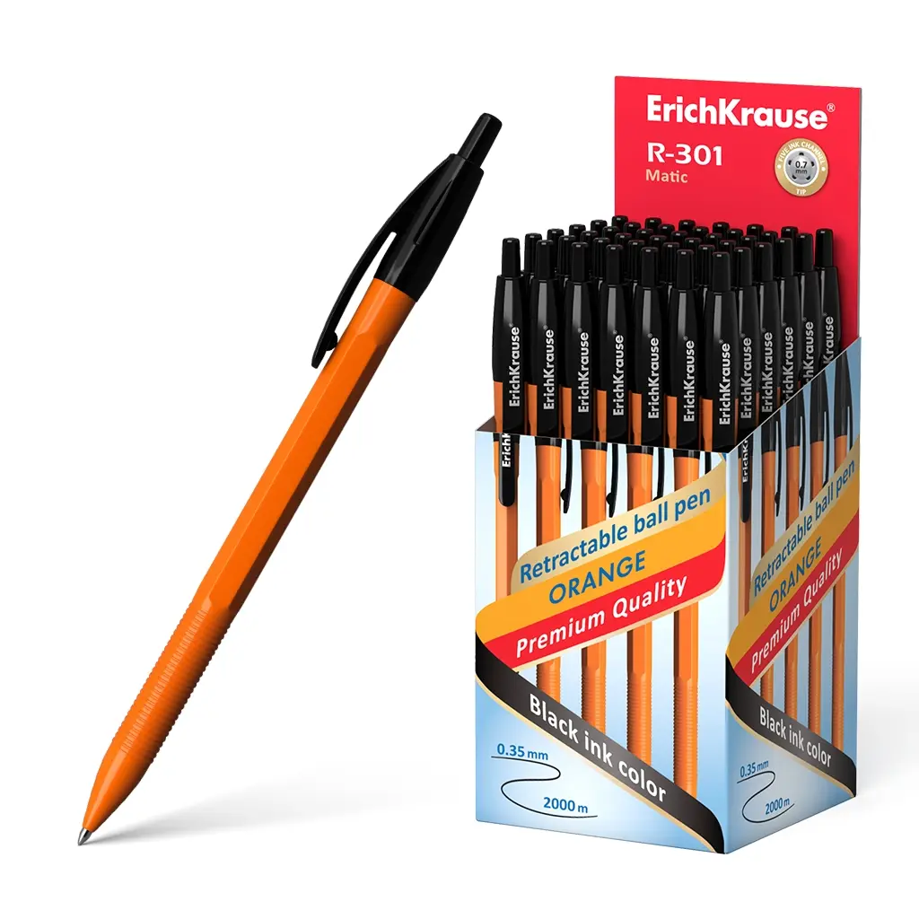 Erichkrause Boligrafo Automatico R-301 Naranja Matic 07 - Cuerpo Hexagonal Opaco - Grip - Punta de 0