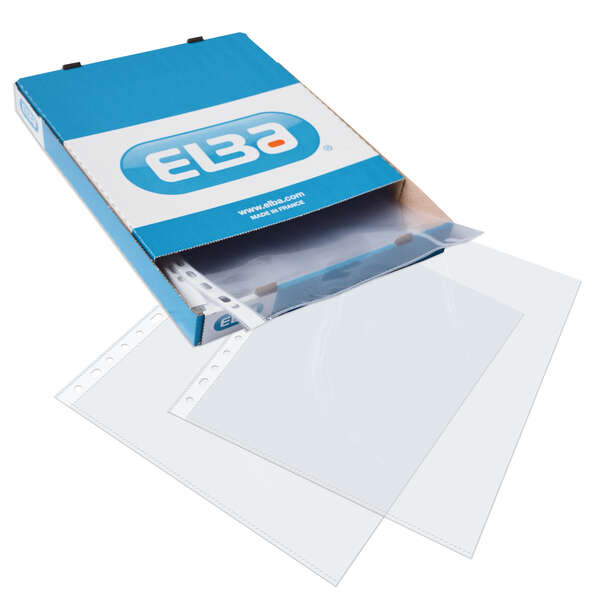 Elba Pack de 100 Fundas Multitaladro Standard Folio - Material de PP de 70? - Transparentes y Resist