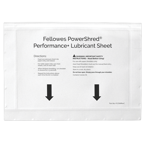 Fellowes Pack de 10 Unidades Hojas Lubricantes para Destructoras - Mejora Rendimiento y Evita Atasco