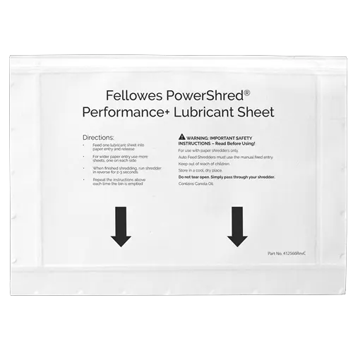Fellowes Pack de 10 Unidades Hojas Lubricantes para Destructoras - Mejora Rendimiento y Evita Atasco