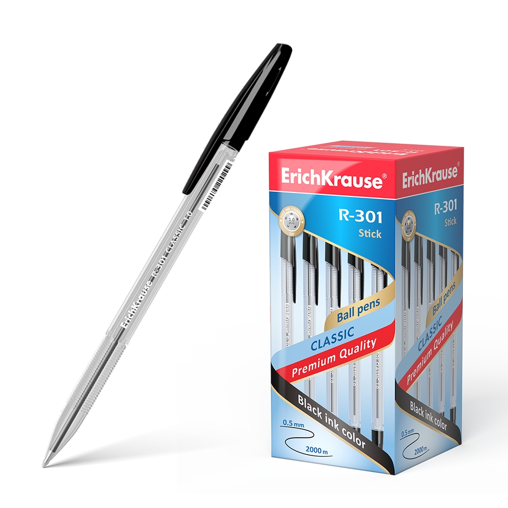 Erichkrause Boligrafo R-301 Classic Stick 1.0 - Cuerpo Transparente Hexagonal - Punta de 1.0mm - Tin