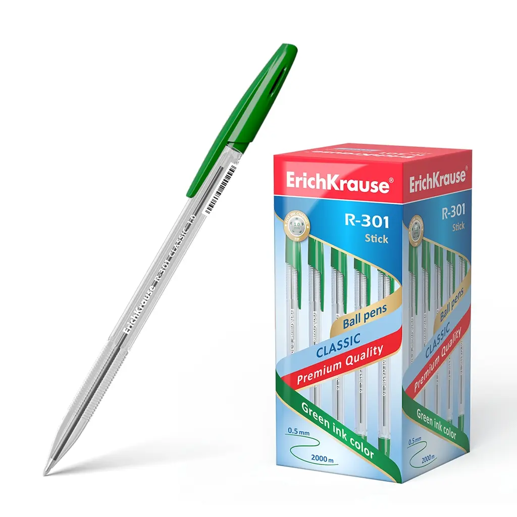 Erichkrause Boligrafo R-301 Classic Stick 1.0 - Cuerpo Hexagonal Transparente - Punta de 1.0mm - Tin