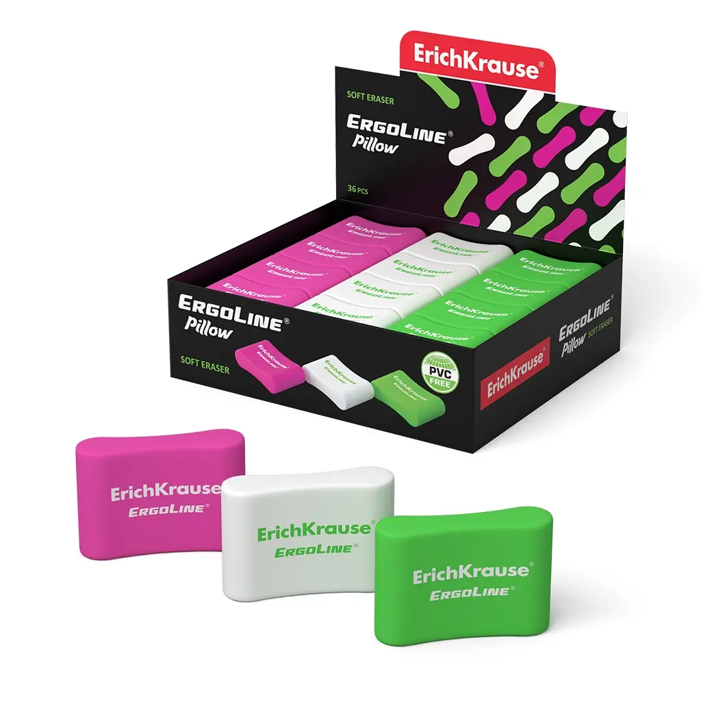 Erichkrause Ergoline Pillow - Borrador Suave de Forma Ergonomica - Fabricado de Caucho Termoplastico