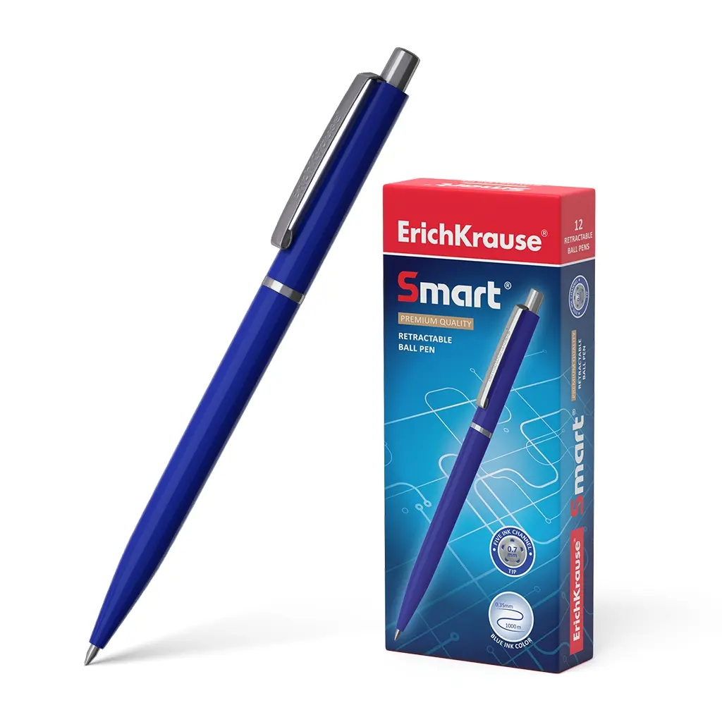 Erichkrause Boligrafo Automatico Smart - Recargable con Clip Metalico - Punta de 07mm - Tinta de Sec