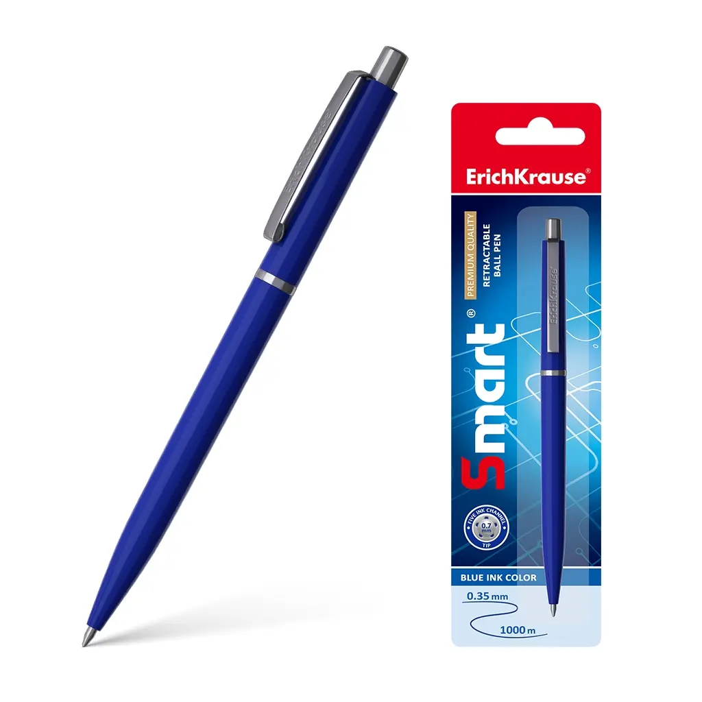 Erichkrause Boligrafo Automatico Smart - Recargable con Clip Metalico - Punta de 07mm - Tinta de Sec