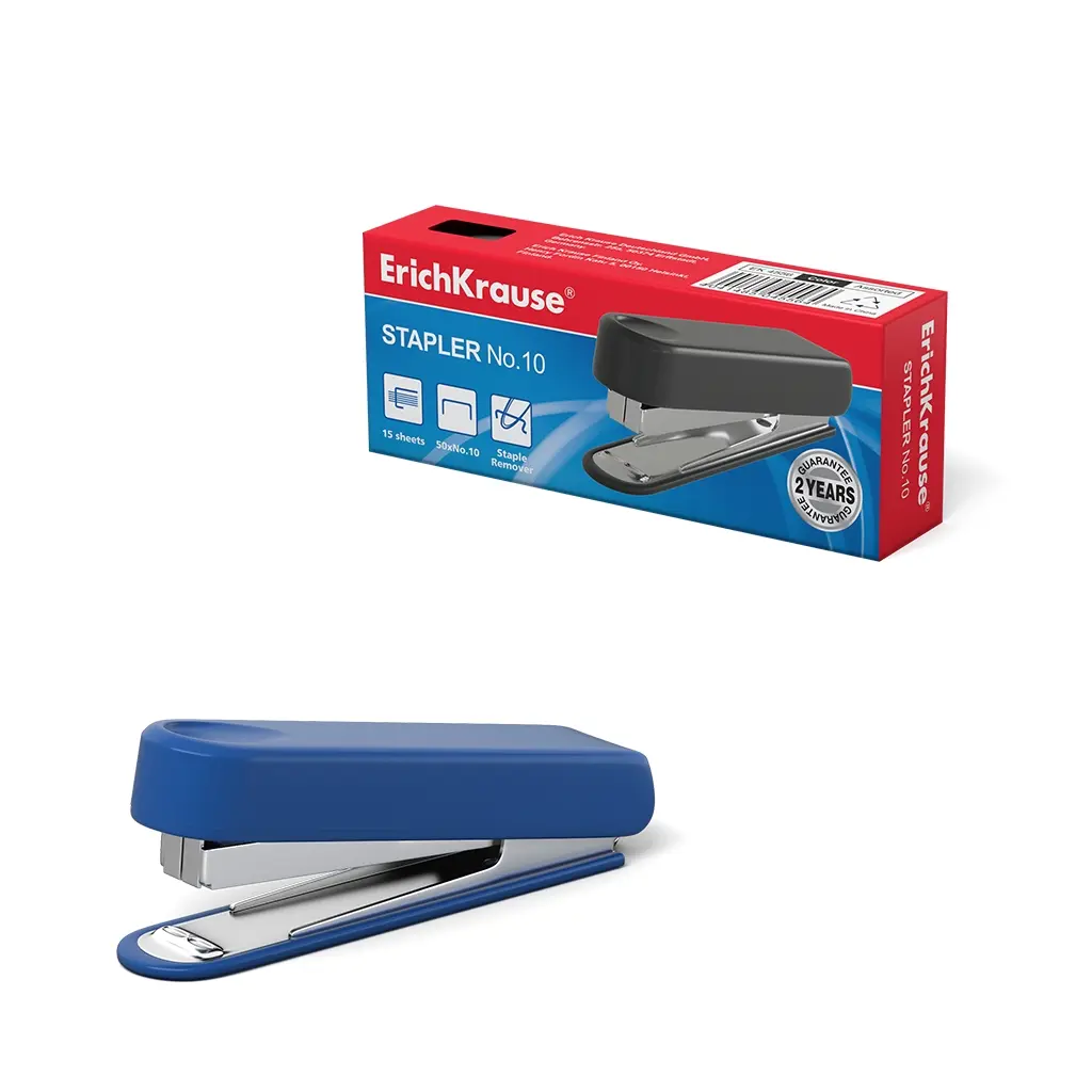 Erichkrause Grapadora ?10 - Hasta 15 Hojas - Plastico Resistente a Golpes - Mecanismo de Acero - Cap