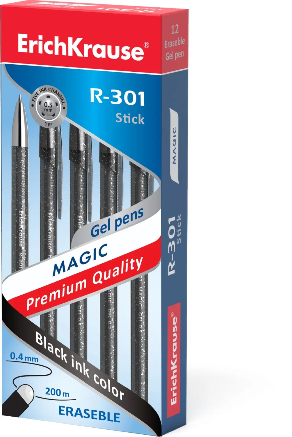 Erichkrause Boligrafo de Gel Borrable R-301 Magic Gel 05 - Cuerpo Redondo Te�ido y Semitransparente 