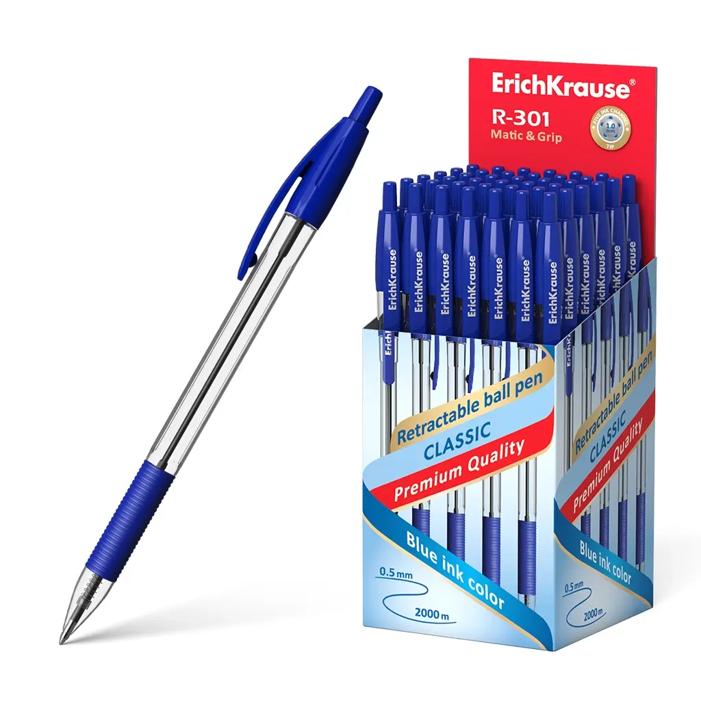 Erichkrause Boligrafo Automatico R-301 Classic Matic&Grip 1.0 - Punta de 1.0mm - Tinta de Secado Rap