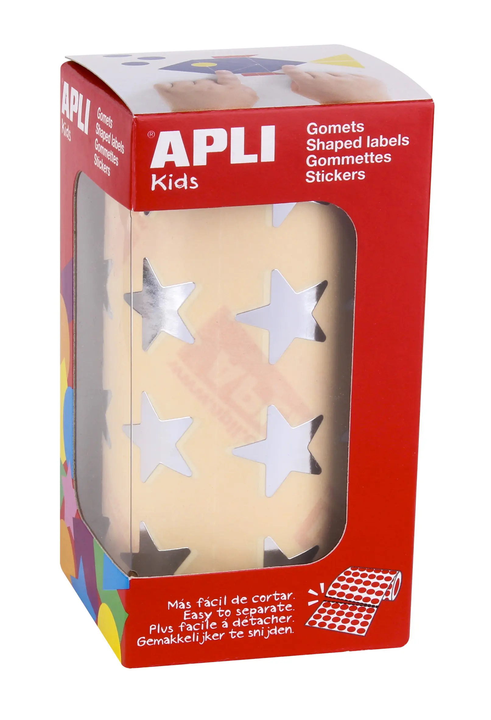 Apli Gomets Estrella Plata Metalizado - Tama�o 19.5mm - 1416 Gomets por Rollo - Adhesivo Base Agua -