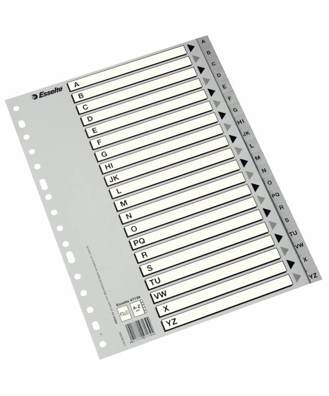Esselte Abecedarios de Plastico con Caratula Indice Folio - PP - Tipo A-Z - Cartulina Indice: Carton