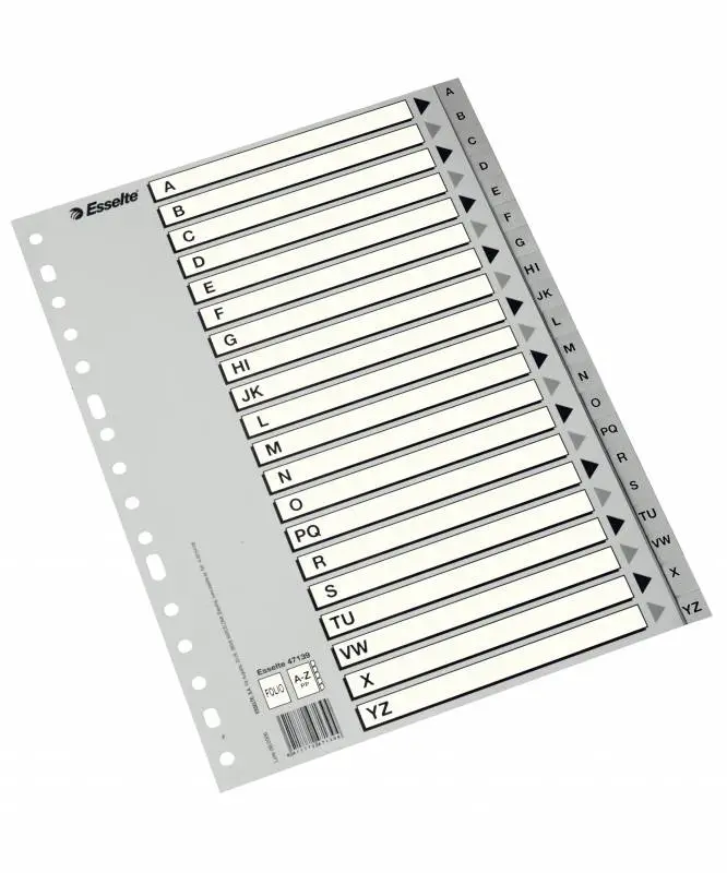 Esselte Abecedarios de Plastico con Caratula Indice A4 - PP - Tipo A-Z - Cartulina Indice: Carton Bl