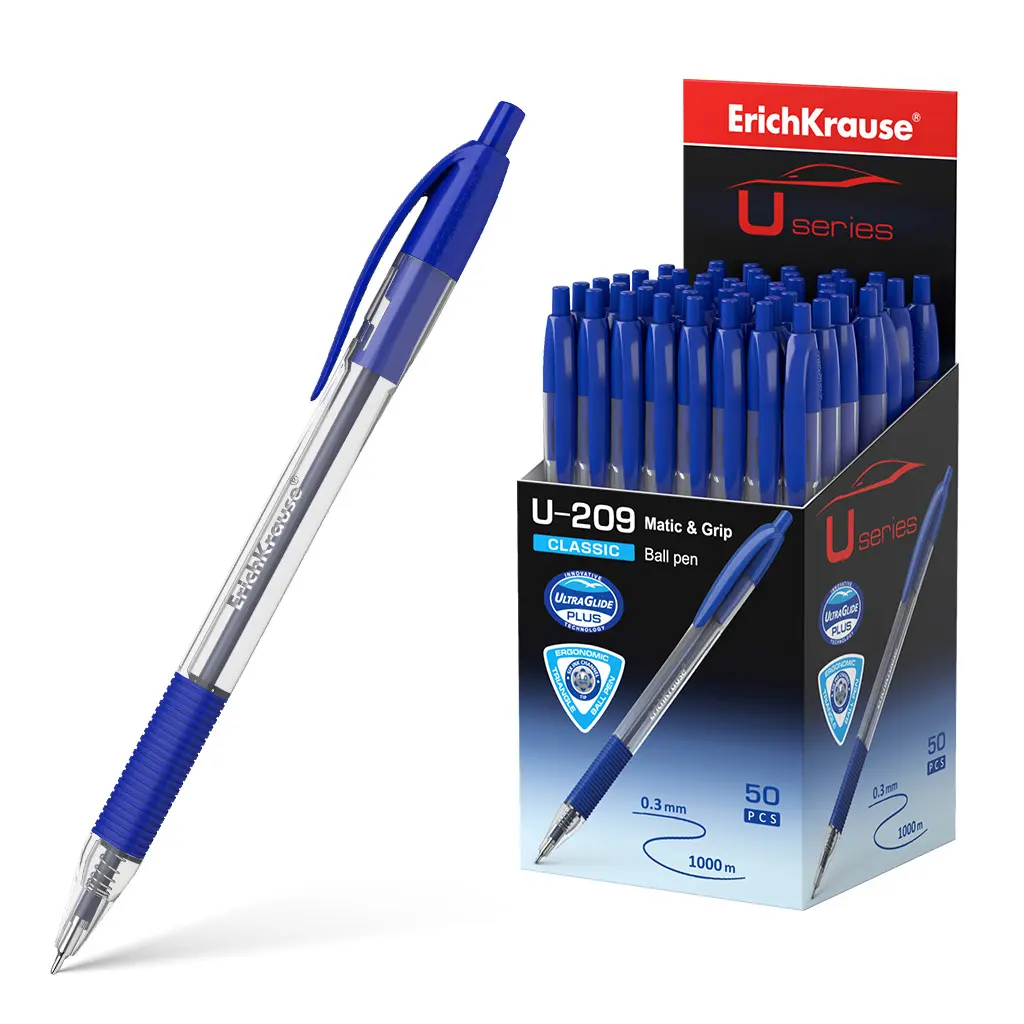 Erichkrause Boligrafo Automatico U-209 Classic Matic&Grip - Ultra Glide Technology - Tinta Color Azu