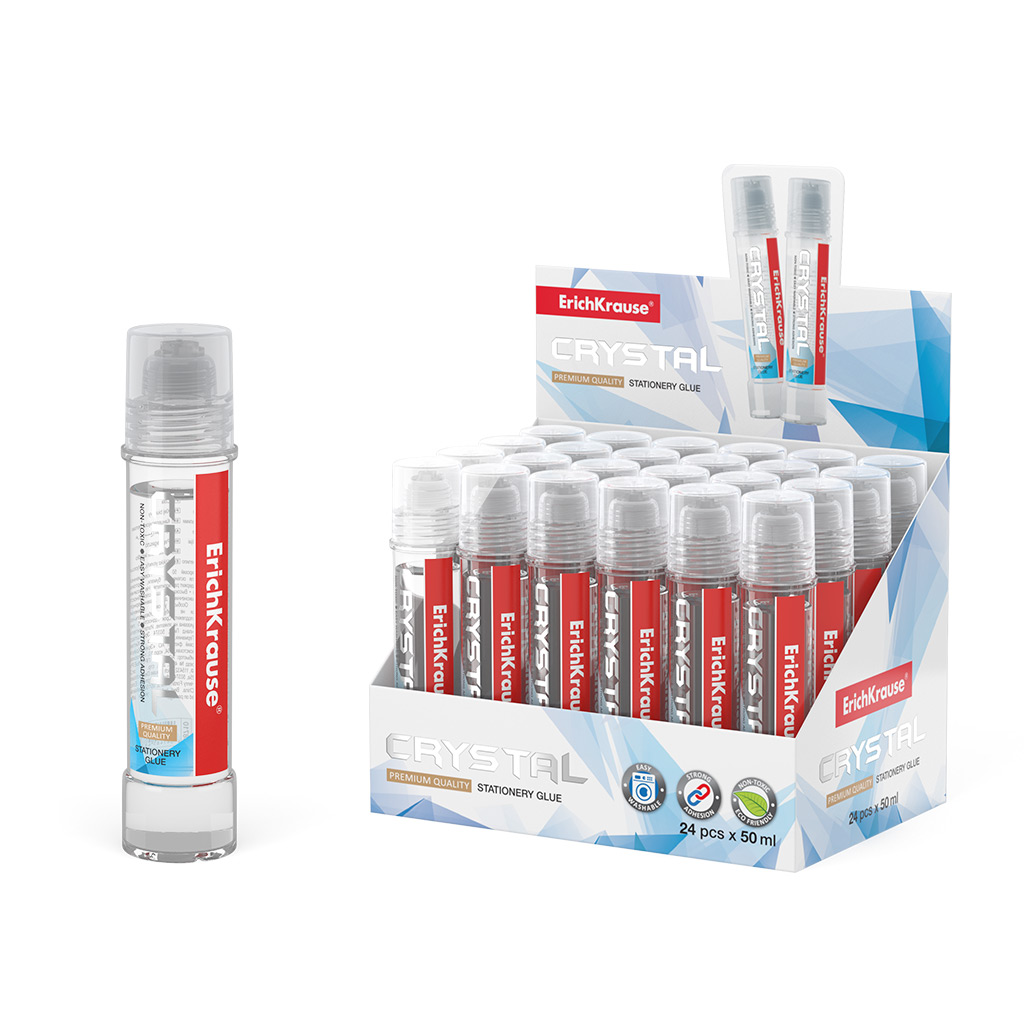 Erichkrause Crystal - Pegamento de Oficina de Alta Transparencia - Aplicador de Silicona Suave - No 
