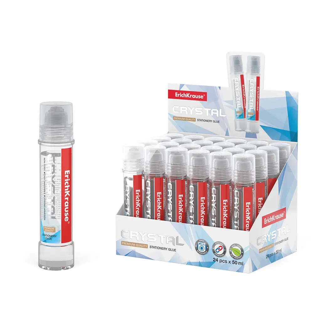 Erichkrause Crystal - Pegamento de Oficina de Alta Transparencia - Aplicador de Silicona Suave - No 