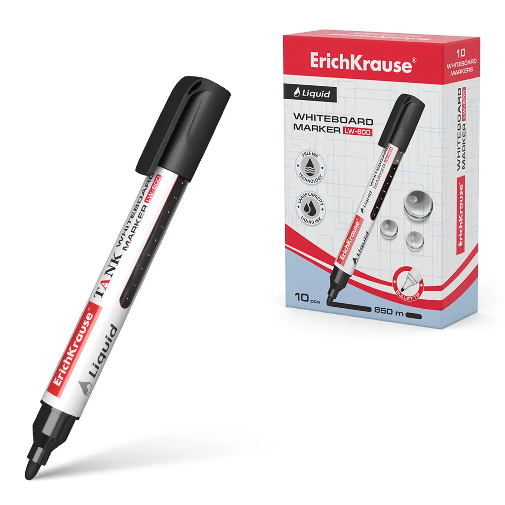 Erichkrause Marcador para Pizarra Blanca con Tinta Liquida Liquid Lw-600 - Tecnologia Free Ink - Pun